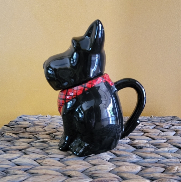 Vintage* MSRF Design Studio Black Ceramic Scottish Terrier Sugar Bowl With Lid - Picture 4 of 7